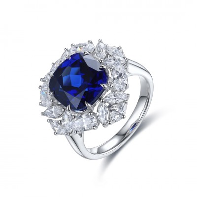 Ruif Jewelry Classic Design S925 Silver 5.84ct Lab Grown Sapphire Ring Wedding Bands ring