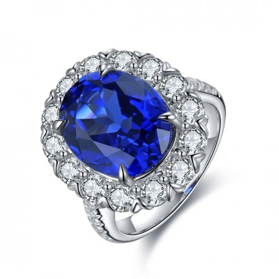 Ruif Jewelry Classic Design S925 Silver 9.145ct Lab Grown Sapphire Ring Wedding Bands ring