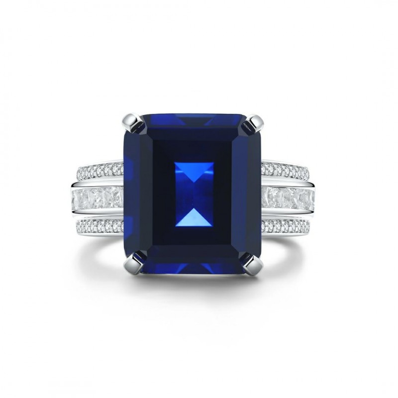 Ruif Jewelry Classic Design S925 Silver 13.34ct Lab Grown Sapphire Ring Wedding Bands ring Ruif Jewelry Classic Design S925 Silver 13.34ct Lab Grown Sapphire Ring Wedding Bands ring
