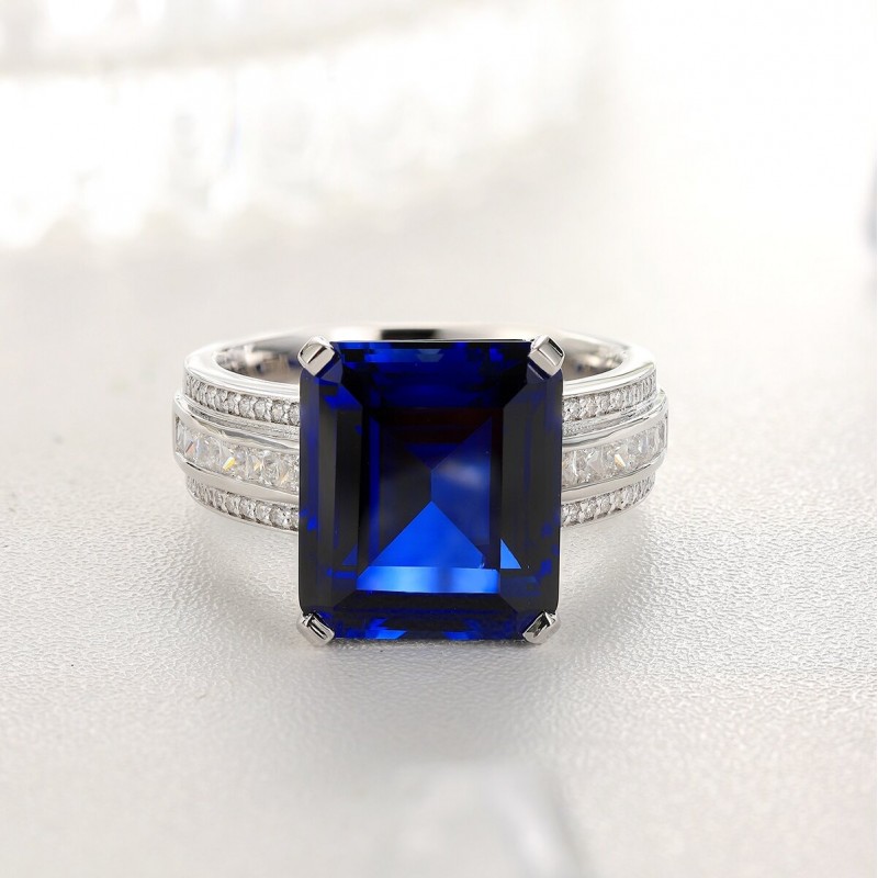 Ruif Jewelry Classic Design S925 Silver 13.34ct Lab Grown Sapphire Ring Wedding Bands ring Ruif Jewelry Classic Design S925 Silver 13.34ct Lab Grown Sapphire Ring Wedding Bands ring