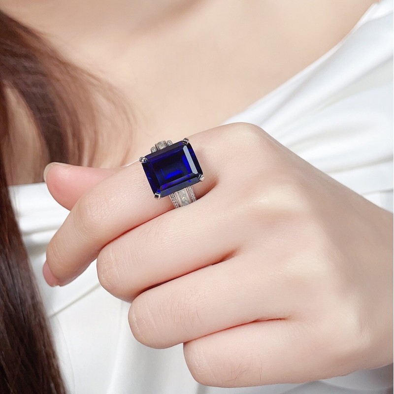 Ruif Jewelry Classic Design S925 Silver 13.34ct Lab Grown Sapphire Ring Wedding Bands ring Ruif Jewelry Classic Design S925 Silver 13.34ct Lab Grown Sapphire Ring Wedding Bands ring