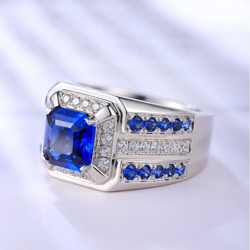 Ruif Jewelry Classic Design S925 Silver 2.96ct Lab Grown Sapphire Ring Wedding Bands ring