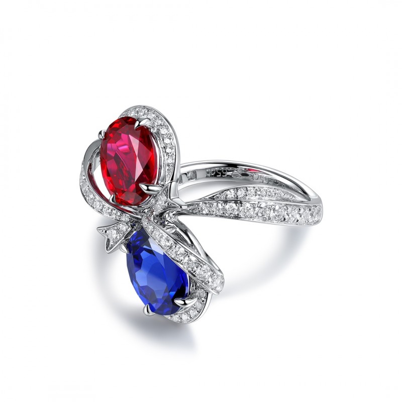 Ruif Jewelry Classic Design S925 Silver 5.315ct Lab Grown Sapphire Ruby Ring Wedding Bands ring