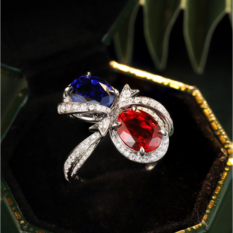 Ruif Jewelry Classic Design S925 Silver 5.315ct Lab Grown Sapphire Ruby Ring Wedding Bands ring