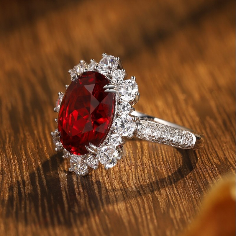 Ruif Jewelry Classic Design S925 Silver 7.56ct Lab Grown Ruby Ring Wedding Bands Ruif Jewelry Classic Design S925 Silver 7.56ct Lab Grown Ruby Ring Wedding Bands