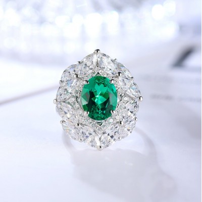 Ruif Jewelry Classic Design S925 Silver 2.55ct Lab Grown Emerald Ring Wedding Bands