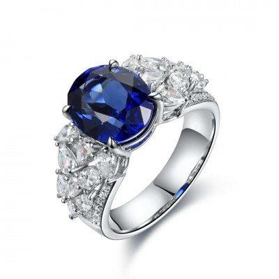 Ruif Jewelry Classic Design S925 Silver 5.0ct Lab Grown Sapphire Ring Wedding Bands ring