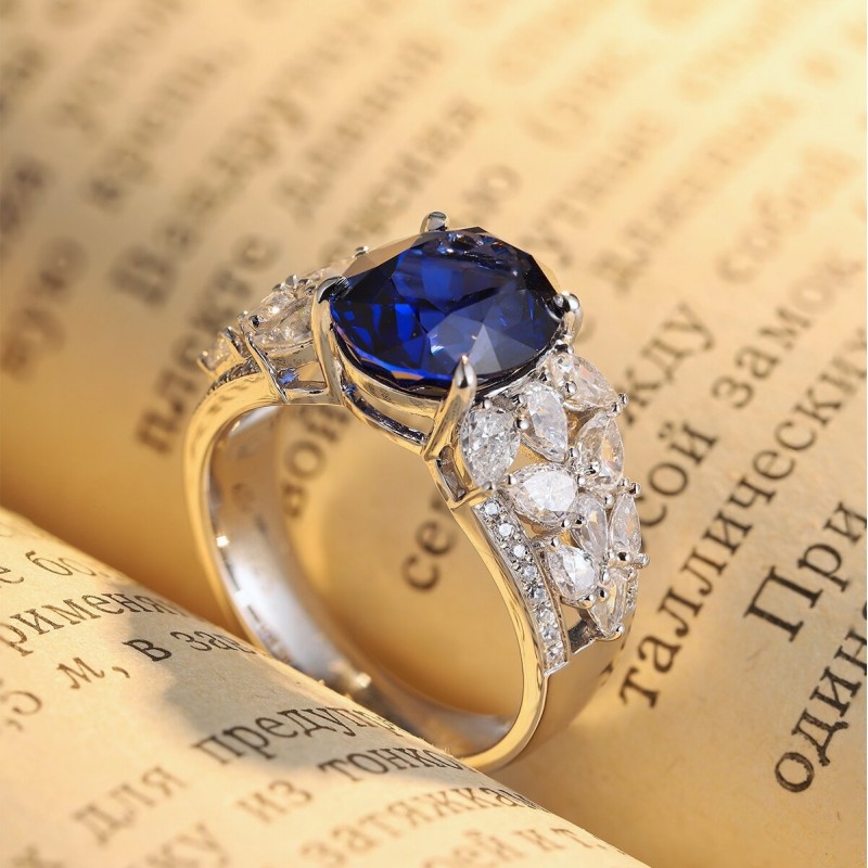 Ruif Jewelry Classic Design S925 Silver 5.0ct Lab Grown Sapphire Ring Wedding Bands ring Ruif Jewelry Classic Design S925 Silver 5.0ct Lab Grown Sapphire Ring Wedding Bands ring
