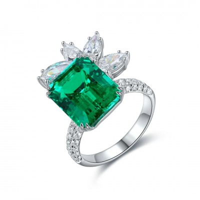 Ruif Jewelry Classic Design S925 Silver 6.73ct Lab Grown Emerald Ring Wedding Bands
