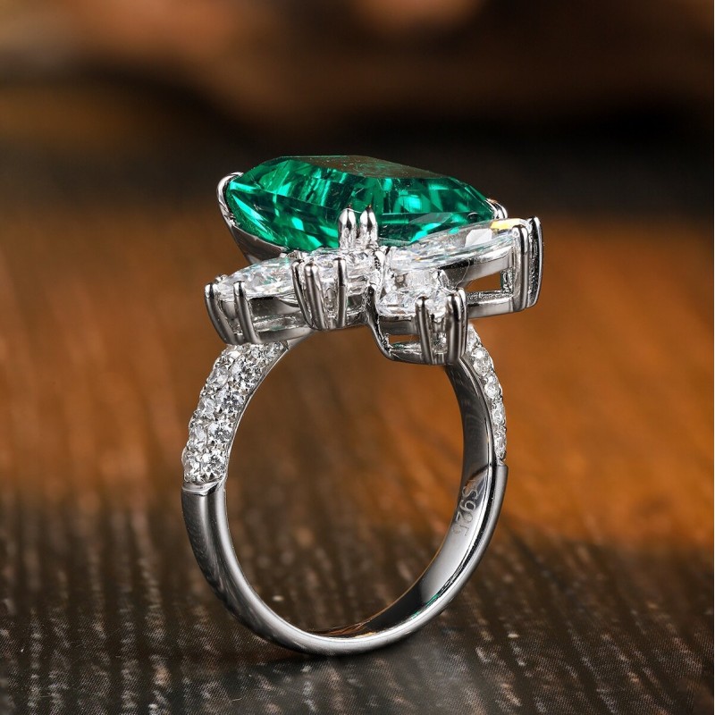 Ruif Jewelry Classic Design S925 Silver 6.73ct Lab Grown Emerald Ring Wedding Bands Ruif Jewelry Classic Design S925 Silver 6.73ct Lab Grown Emerald Ring Wedding Bands
