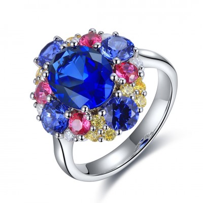 Ruif Jewelry Classic Design S925 Silver 2.913ct Lab Grown Sapphire Ring Wedding Bands ring