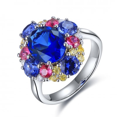 Ruif Jewelry Classic Design S925 Silver 2.913ct Lab Grown Sapphire Ring Wedding Bands ring