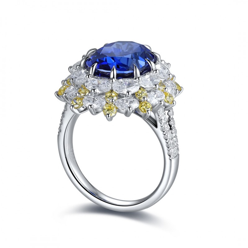 Ruif Jewelry Classic Design S925 Silver 5.91ct Lab Grown Sapphire Ring Wedding Bands ring Ruif Jewelry Classic Design S925 Silver 5.91ct Lab Grown Sapphire Ring Wedding Bands ring