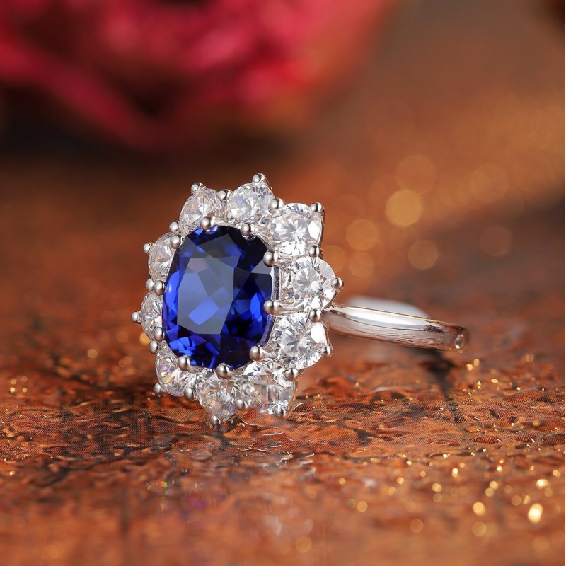 Ruif Jewelry Classic Design S925 Silver 2.41ct Lab Grown Emerald Ring Ruby And Royal Blue Sapphire Ring Wedding Bands