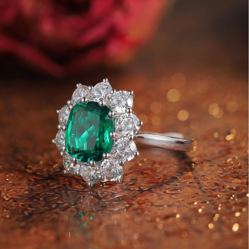Ruif Jewelry Classic Design S925 Silver 2.41ct Lab Grown Emerald Ring Ruby And Royal Blue Sapphire Ring Wedding Bands