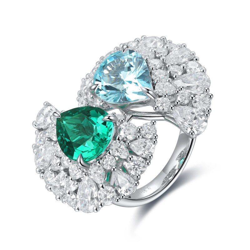 Ruif Jewelry Classic Design S925 Silver 2.9ct Lab Grown Emerald Ring Wedding Bands Ruif Jewelry Classic Design S925 Silver 2.9ct Lab Grown Emerald Ring Wedding Bands