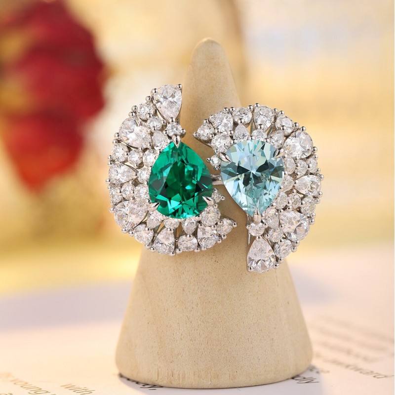 Ruif Jewelry Classic Design S925 Silver 2.9ct Lab Grown Emerald Ring Wedding Bands Ruif Jewelry Classic Design S925 Silver 2.9ct Lab Grown Emerald Ring Wedding Bands