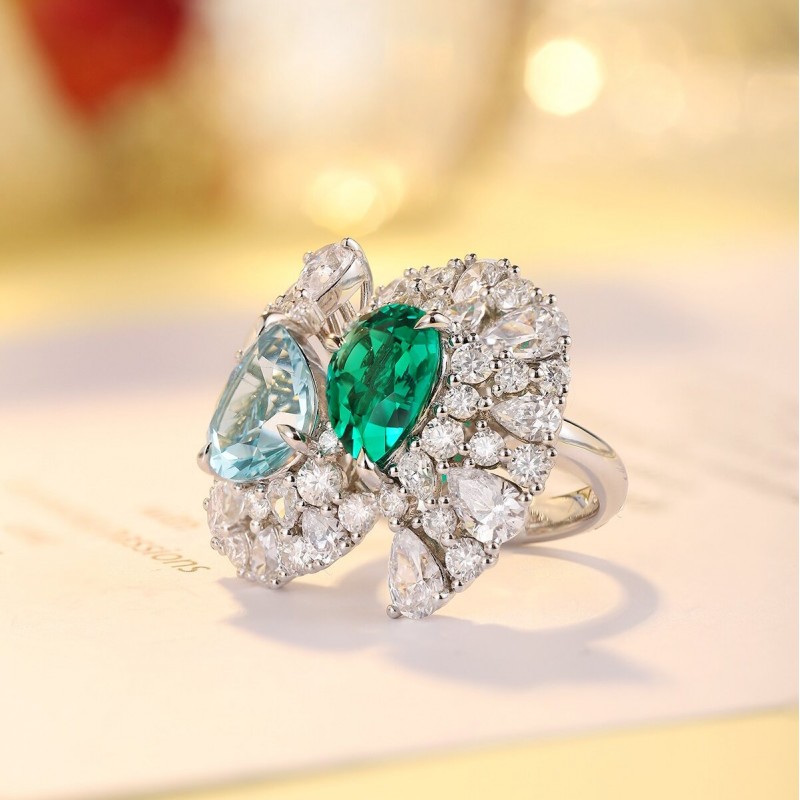 Ruif Jewelry Classic Design S925 Silver 2.9ct Lab Grown Emerald Ring Wedding Bands Ruif Jewelry Classic Design S925 Silver 2.9ct Lab Grown Emerald Ring Wedding Bands