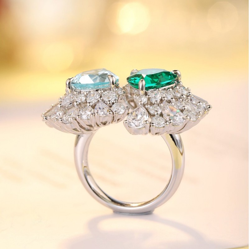 Ruif Jewelry Classic Design S925 Silver 2.9ct Lab Grown Emerald Ring Wedding Bands Ruif Jewelry Classic Design S925 Silver 2.9ct Lab Grown Emerald Ring Wedding Bands