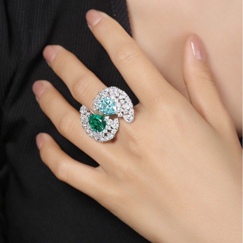 Ruif Jewelry Classic Design S925 Silver 2.9ct Lab Grown Emerald Ring Wedding Bands Ruif Jewelry Classic Design S925 Silver 2.9ct Lab Grown Emerald Ring Wedding Bands