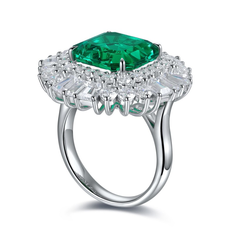 Ruif Jewelry Classic Design S925 Silver 6.63ct Lab Grown Emerald Ring Wedding Bands Ruif Jewelry Classic Design S925 Silver 6.63ct Lab Grown Emerald Ring Wedding Bands