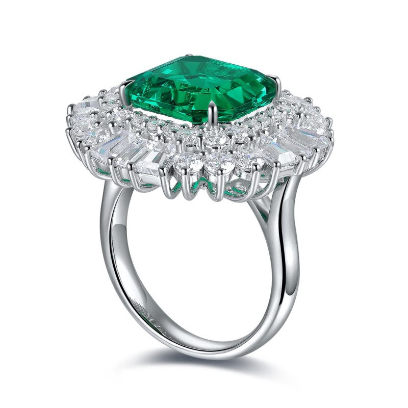 Ruif Jewelry Classic Design S925 Silver 6.63ct Lab Grown Emerald Ring Wedding Bands