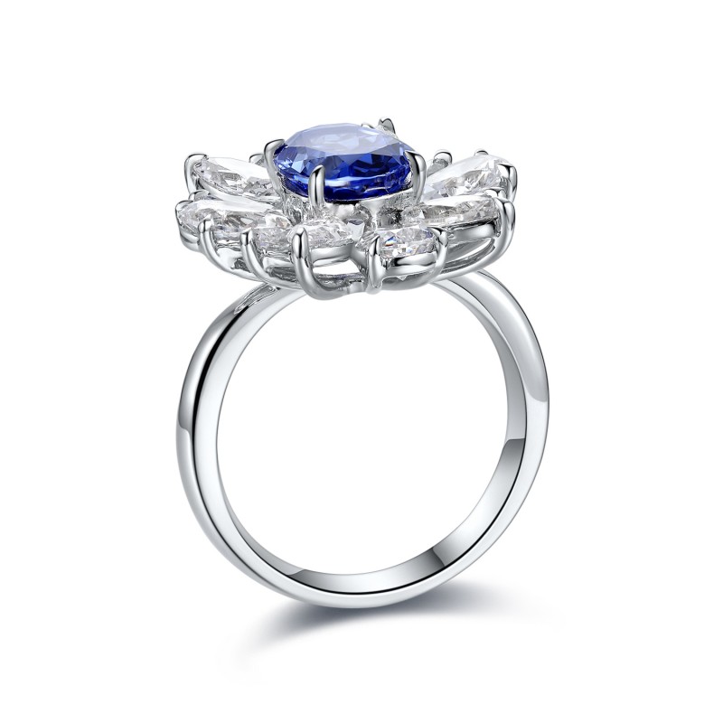 Ruif Jewelry Classic Design S925 Silver 2.14ct Lab Grown Sapphire Ring Wedding Bands ring