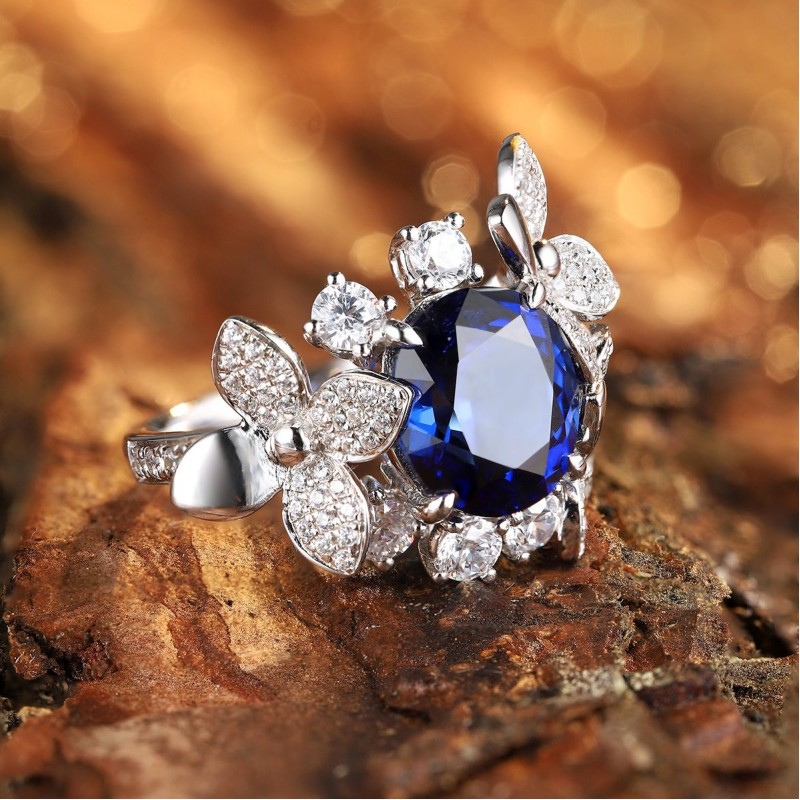 Ruif Jewelry Classic Design S925 Silver 4.59ct Lab Grown Sapphire Ring Wedding Bands ring Ruif Jewelry Classic Design S925 Silver 4.59ct Lab Grown Sapphire Ring Wedding Bands ring