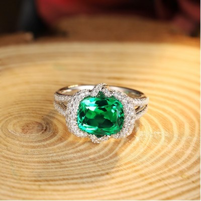 Ruif Jewelry Classic Design S925 Silver 2.98ct Lab Grown Emerald And Sapphire Ring Wedding Bands