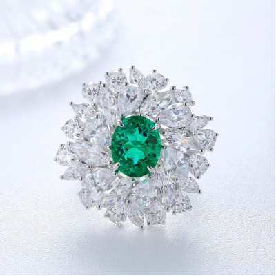 Ruif Jewelry Classic Design S925 Silver 2.45ct Lab Grown Emerald And Sapphire Ring Wedding Bands