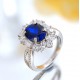 Ruif Jewelry Classic Design S925 Silver 2.45ct Lab Grown Emerald Ring Ruby And Royal Blue Sapphire Ring Wedding Bands