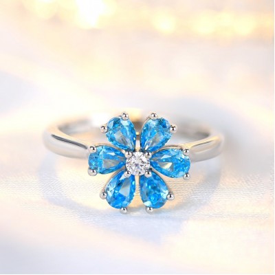 Ruif Jewelry Classic Design S925 Silver 2.28ct Lab Grown Paraiba Ring Cubic Zircon Ring Wedding Bands