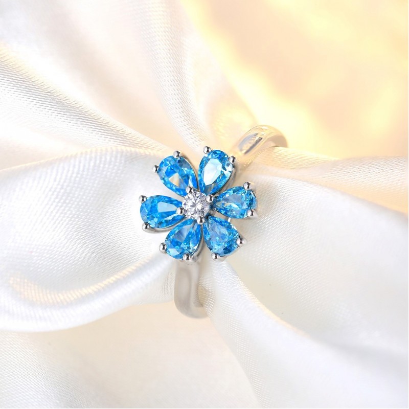 Ruif Jewelry Classic Design S925 Silver 2.28ct Lab Grown Paraiba Ring Cubic Zircon Ring Wedding Bands