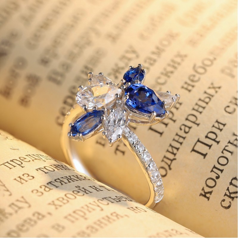 Ruif Jewelry Classic Design S925 Silver 1.37ct Lab Grown Sapphire Ring Wedding Bands ring Ruif Jewelry Classic Design S925 Silver 1.37ct Lab Grown Sapphire Ring Wedding Bands ring