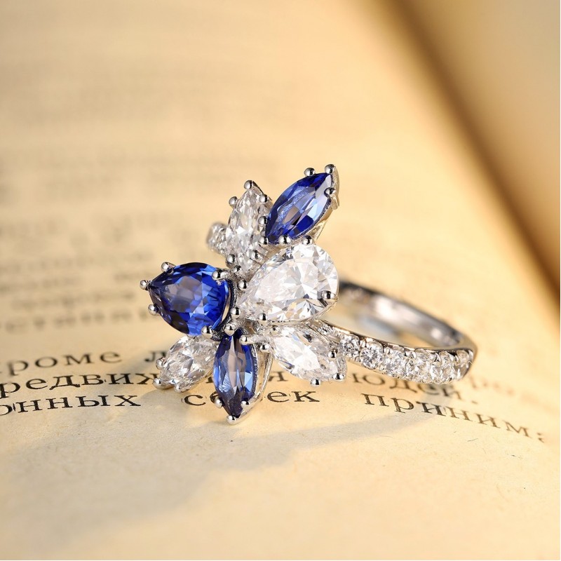 Ruif Jewelry Classic Design S925 Silver 1.37ct Lab Grown Sapphire Ring Wedding Bands ring