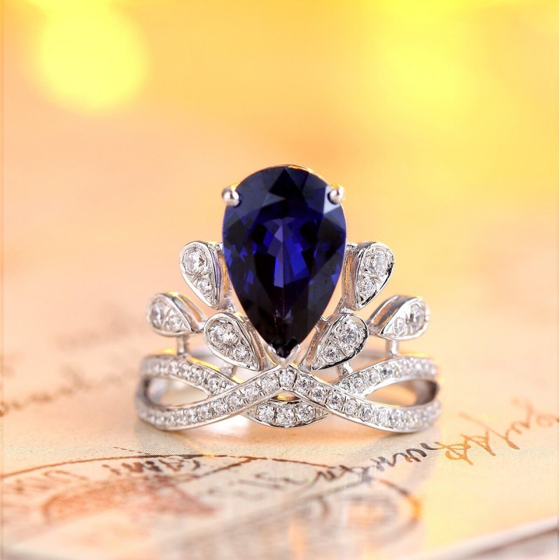 Ruif Jewelry Classic Design S925 Silver 3.92ct Lab Grown Sapphire Ring Wedding Bands Ruif Jewelry Classic Design S925 Silver 3.92ct Lab Grown Sapphire Ring Wedding Bands