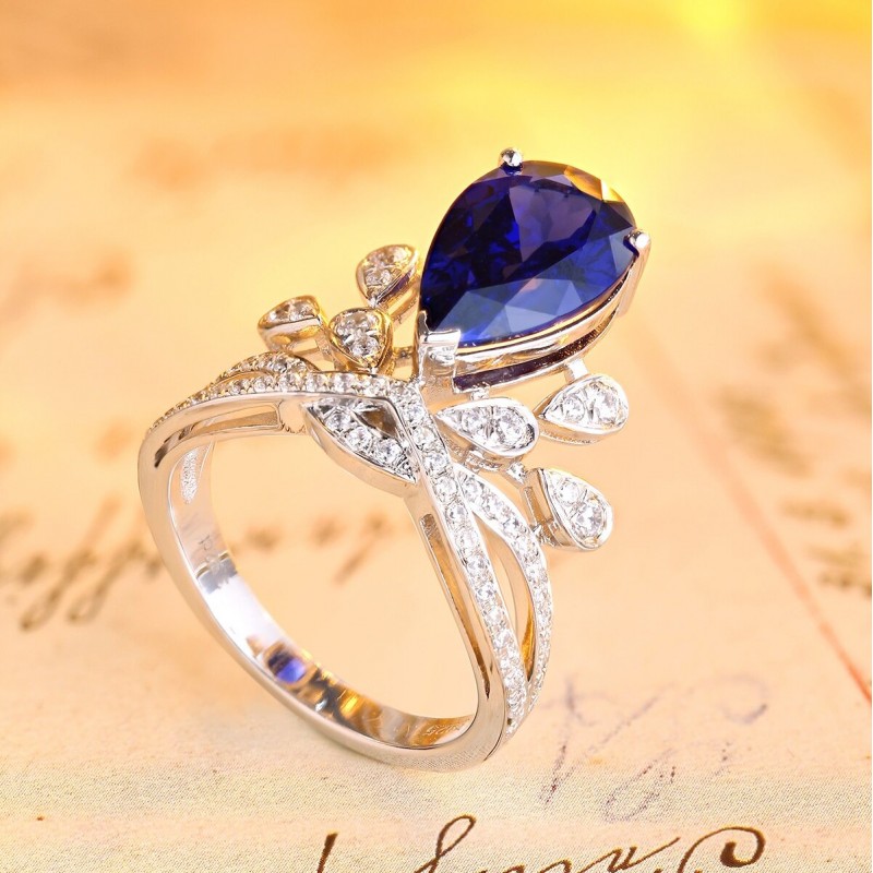 Ruif Jewelry Classic Design S925 Silver 3.92ct Lab Grown Sapphire Ring Wedding Bands Ruif Jewelry Classic Design S925 Silver 3.92ct Lab Grown Sapphire Ring Wedding Bands