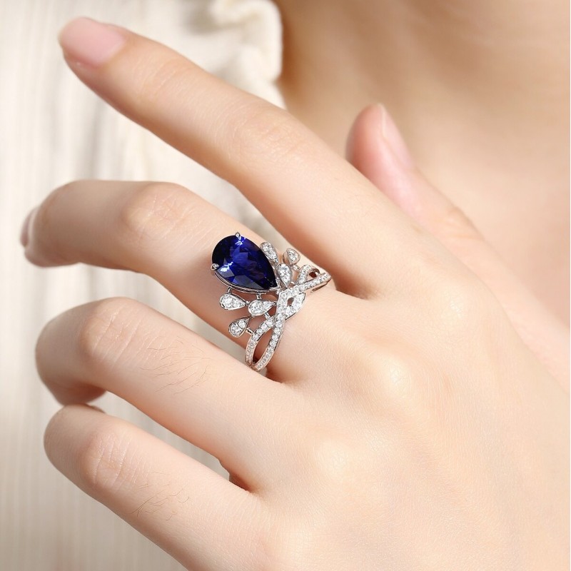 Ruif Jewelry Classic Design S925 Silver 3.92ct Lab Grown Sapphire Ring Wedding Bands Ruif Jewelry Classic Design S925 Silver 3.92ct Lab Grown Sapphire Ring Wedding Bands