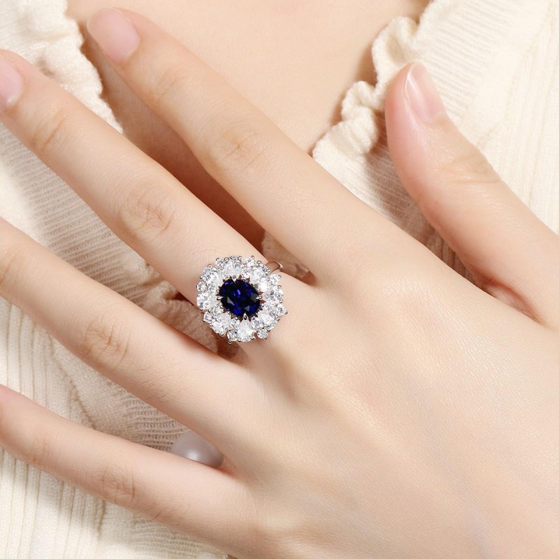 Ruif Jewelry Classic Design S925 Silver 1.708ct Lab Grown Emerald and Sapphire Ring Wedding Bands