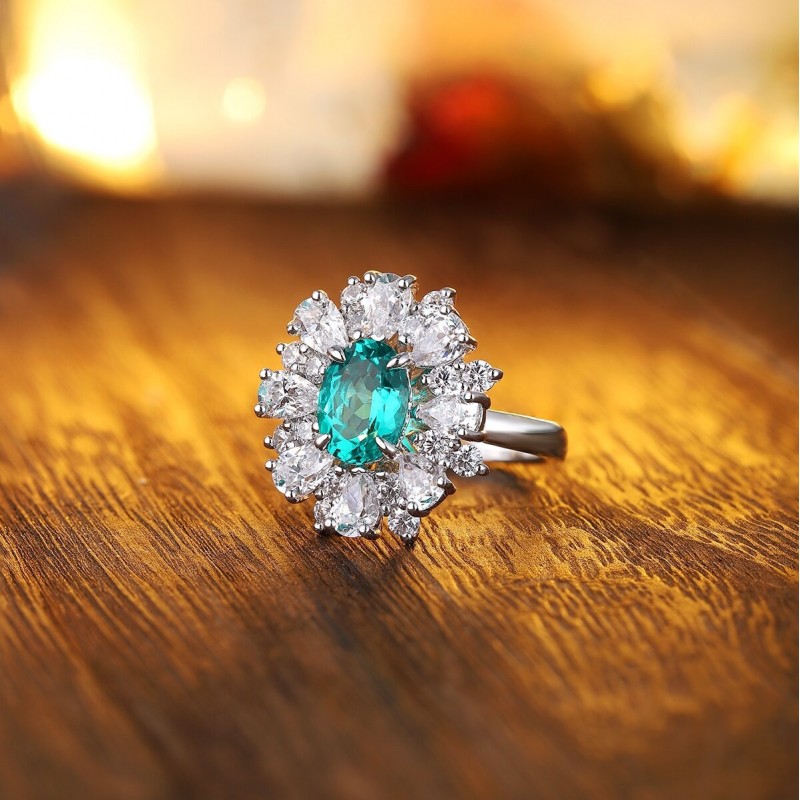 Ruif Jewelry Classic Design S925 Silver 1.708ct Lab Grown Emerald and Sapphire Ring Wedding Bands