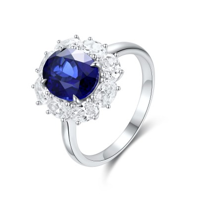 Ruif Jewelry Classic Design S925 Silver 3.18ct Lab Grown Sapphire Ring Wedding Bands
