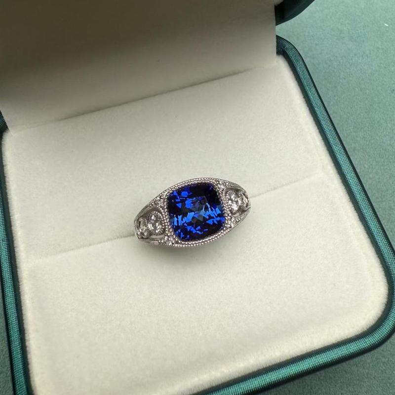 Pirmiana Classic Ring Platinum 8x8mm 3ct Lab Grown Sapphire Engagementring for Women