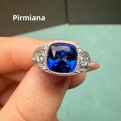 Pirmiana Classic Ring Platinum 8x8mm 3ct Lab Grown Sapphire Engagementring for Women