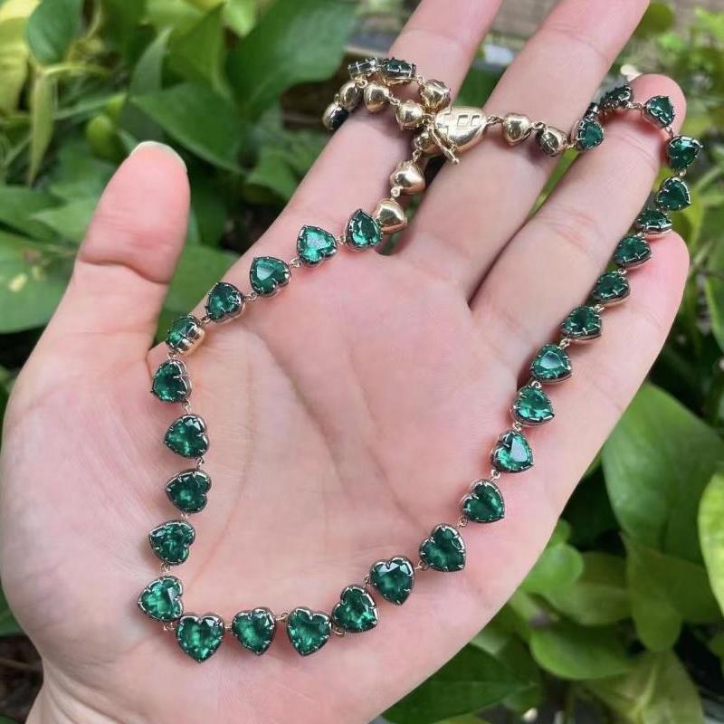 Ruif Jewelry Classic Design Green 14k Gold 39ct Lab Grown Emerald Pendant Necklace Gemstone Jewelry