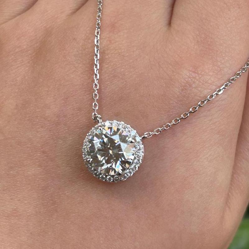 Ruif Jewelry Classic Design18k white gold 4ct Round Shape Lab Grown Diamond Pendant Necklace Gemstone Jewelry