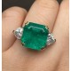 Ruif Jewelry Classic Three Stones Ring 18K White Gold 12ct Lab Grown Emerald Engagementring for Women Ruif Jewelry Classic Three Stones Ring 18K White Gold 12ct Lab Grown Emerald Engagementring for Women