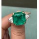 Ruif Jewelry Classic Three Stones Ring 18K White Gold 12ct Lab Grown Emerald Engagementring for Women Ruif Jewelry Classic Three Stones Ring 18K White Gold 12ct Lab Grown Emerald Engagementring for Women