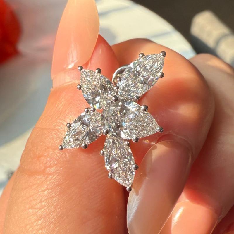 Ruif Jewelry Custom Design 14K White Gold Earrings for Women 6.33ct HPHT Lab Grown Diamond Jewelry