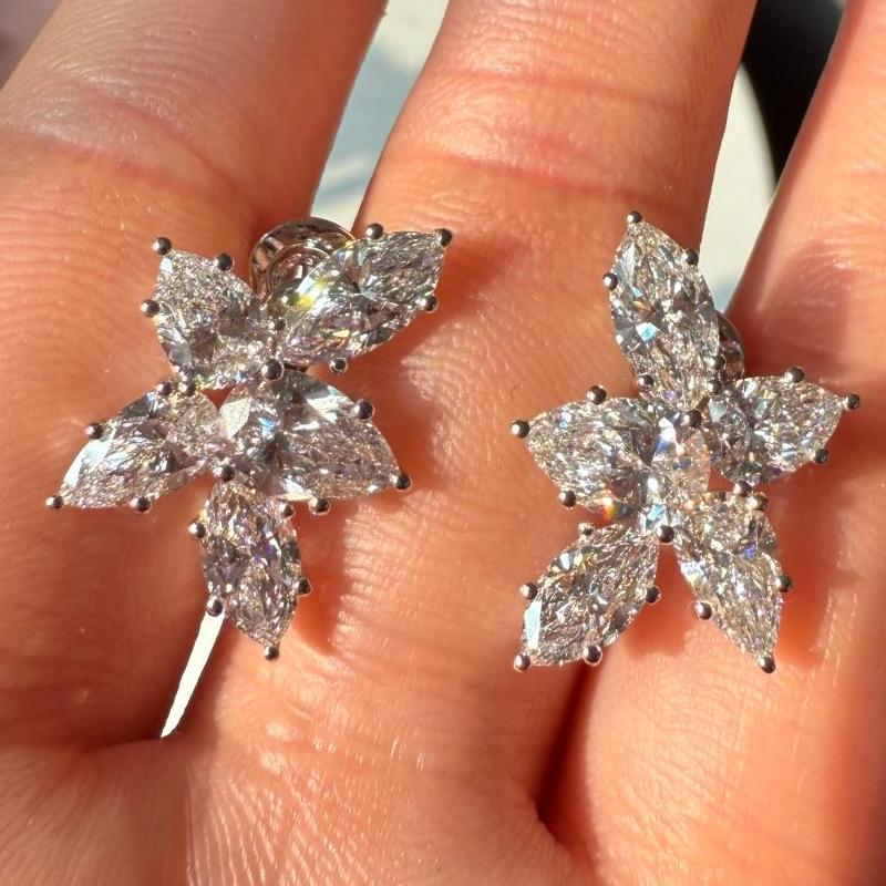 Ruif Jewelry Custom Design 14K White Gold Earrings for Women 6.33ct HPHT Lab Grown Diamond Jewelry