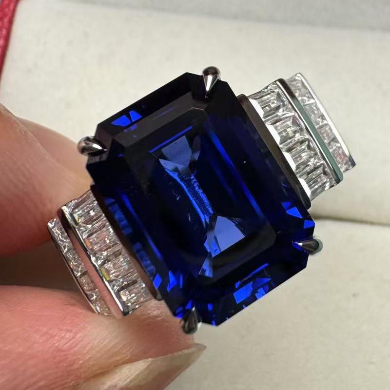 Ruif Jewelry Custom Design 18k White Gold Ring for Women 10ct Lab Grown Sapphire And D VVS Moissanite Jewelry Ruif Jewelry Custom Design 18k White Gold Ring for Women 10ct Lab Grown Sapphire And D VVS Moissanite Jewelry